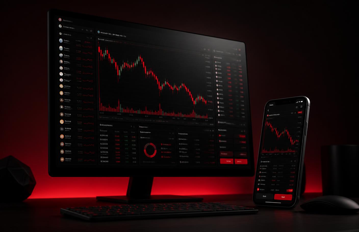 Trading Dashboard auf Monitor und Smartphone